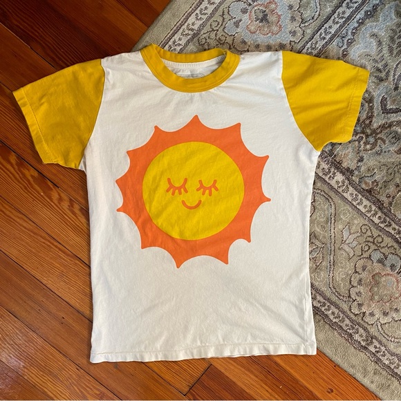 Big Bud Press happy sun yellow tshirt size XXS - Picture 1 of 3